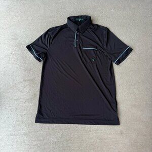 Extracurricular Men’s Polo Shirt Medium Black Blue Trim Athletic Stretch
